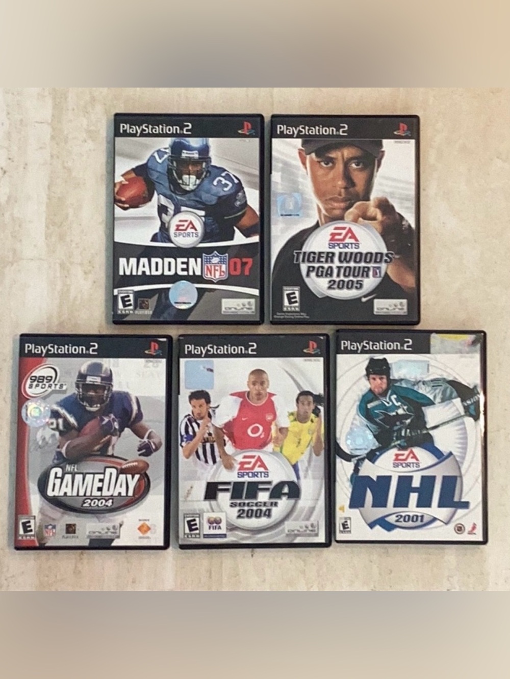 FIFA Soccer PlayStation 2 Game Tiger Woods PGA PS2 & NFL Madden & NHL Lot Of 5